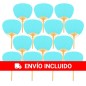 20 éventails Pai Pai couleur bleu bambou