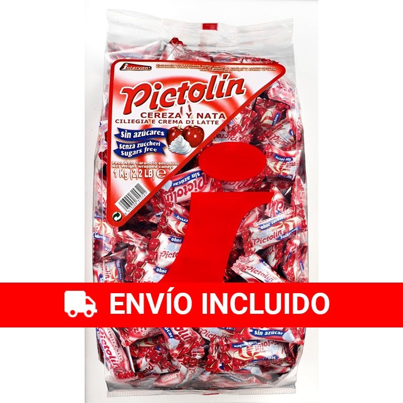 Caramelos Pictolín Cereza y Nata sin azúcar 800 g