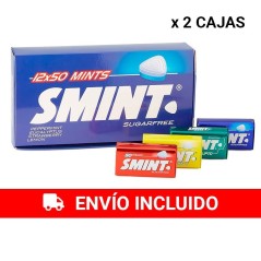 2 boîtes de 12 canettes de bonbons compressés SMINT assortis (35 g)