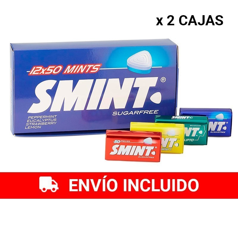 2 Boxes of 12 cans of SMINT Tin assorted compressed candy 35g