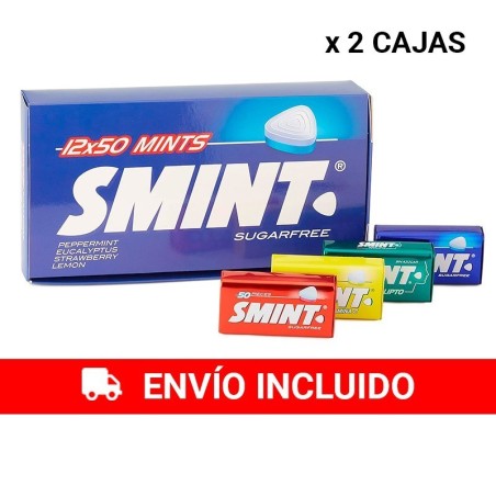 2 boîtes de 12 canettes de bonbons compressés SMINT assortis (35 g)
