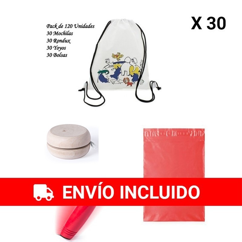 Coffret anniversaire 90 unités Sacs à dos pour enfants Jeux Rondux Yoyos