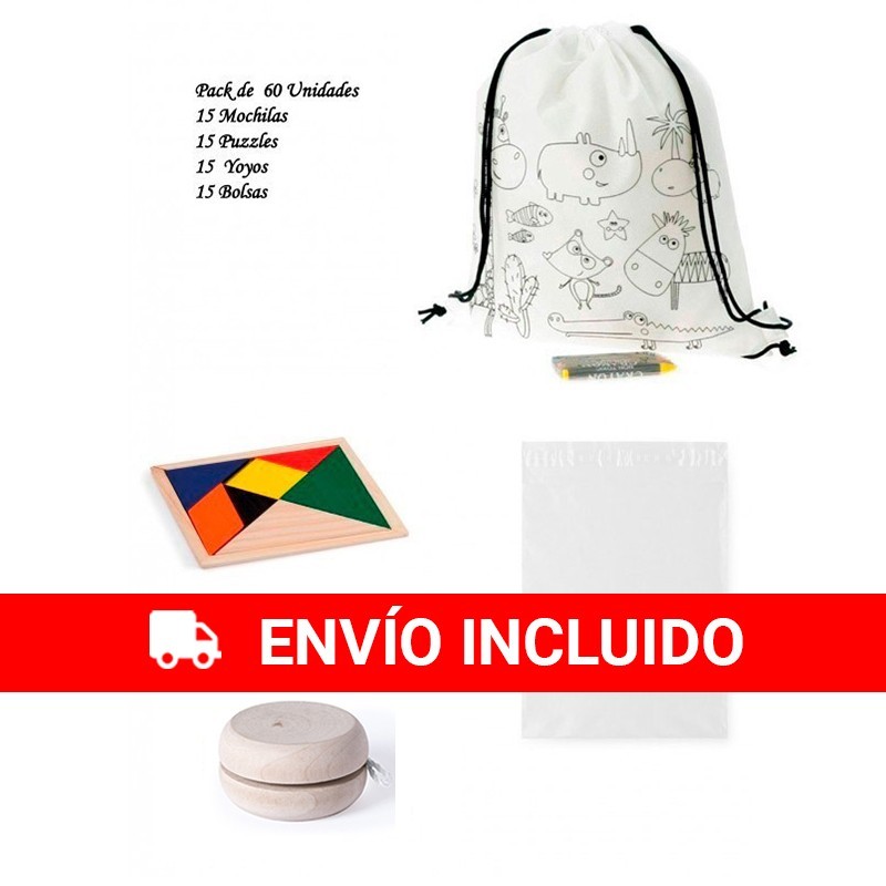 Pack 15 sacs à dos + 15 yoyos + 15 puzzles d'ingéniosité