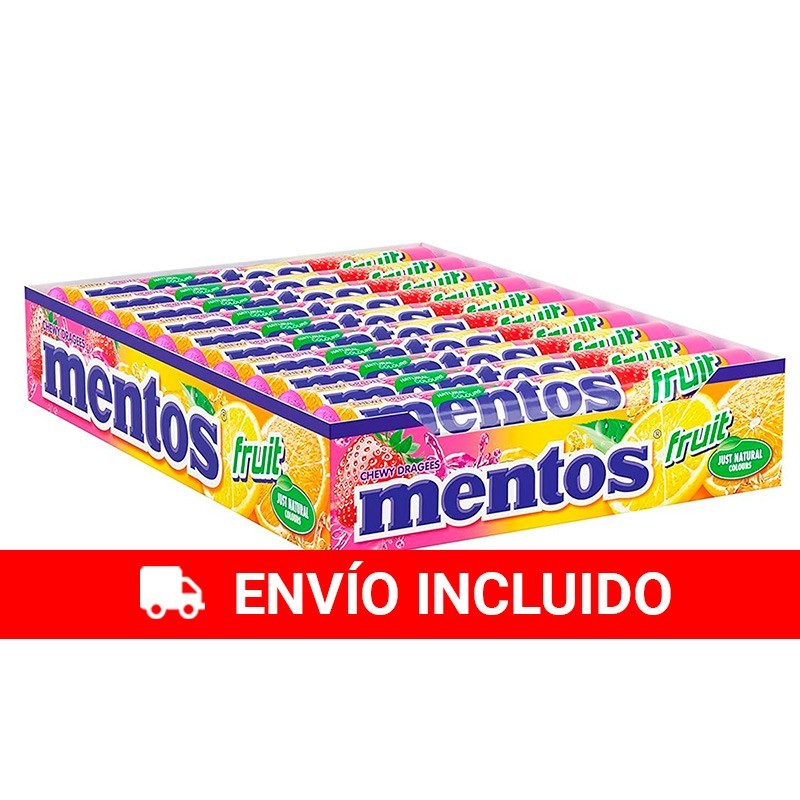 Caja Mentos Caramelos Masticables Fruit 20 Botes x 38 gr por bote Caja Mentos Caramelos Masticables Fruit 20 Botes x 38 gr por bote