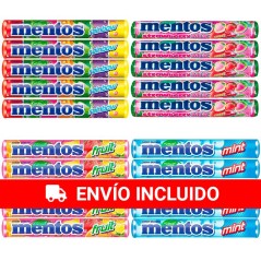 Caja 20 Mentos de 38 gr 4 variedades 5 menta, 5 Rainbow, 5 Fruit y 5 fresa