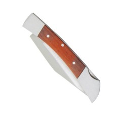 Couteau pliant en bois et acier inoxydable avec système de verrouillag