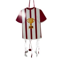 Piñata fútbol camiseta roja y blanca