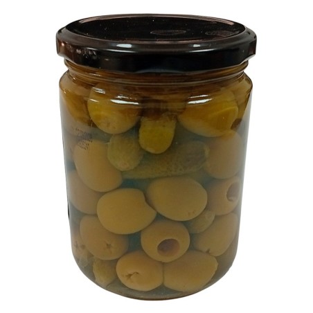 Aceitunas con pepinillos. 440 grs.