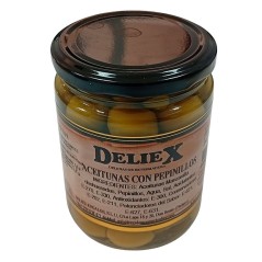 Aceitunas con pepinillos. 440 grs.