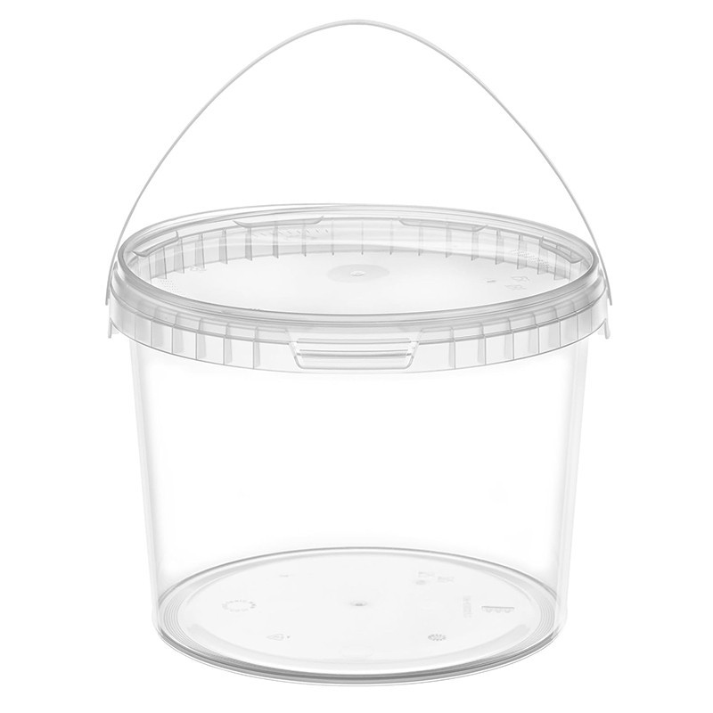 Seau rond en plastique transparent avec couvercle 3700 cc