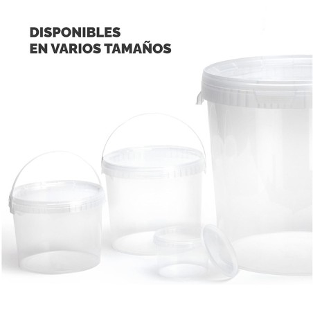 Cubo de plástico transparente redondo con tapa 3700 cc