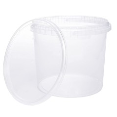 Round transparent plastic bucket with lid 4600 cc