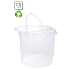 Cubo de plástico transparente redondo con tapa 4600 cc