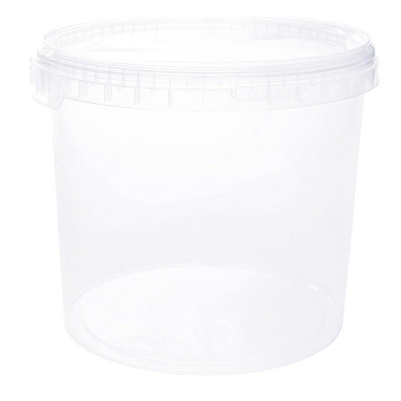 Seau rond en plastique transparent avec couvercle 4600 cc