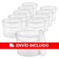 10 Cubos de plástico transparente redondo con tapa 4600 cc