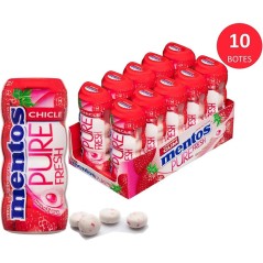 Caja Chicles Mentos sin azúcar Pure Morango 10 botes de 30 gr