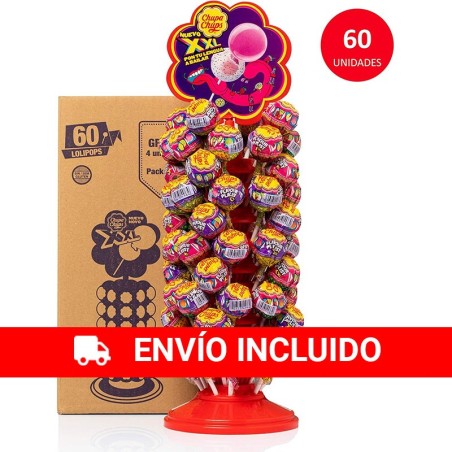 Chupa Chups XXL, Caramelo relleno de Chicle con Palo de Sabores Variados
