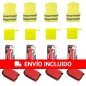 4 Kit de emergencias + 4 primeros auxilios (4 chalecos + 4 bolsas + 4 martillos + 4 botiquines)