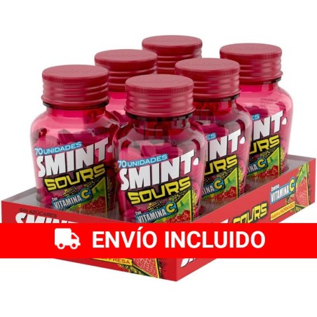 Smint Sours Fresa, Caramelo Sin Azúcar - 6 unidades de 49 gr.