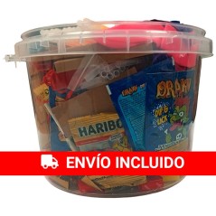 Cubo 240 chuches y regalitos para cumpleaños y piñatas
