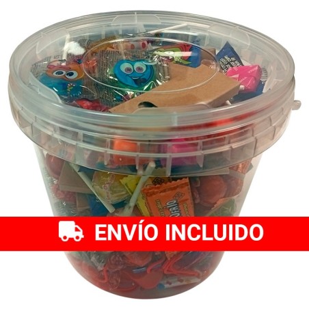 Cubo 150 chuches y regalitos para cumpleaños y piñatas