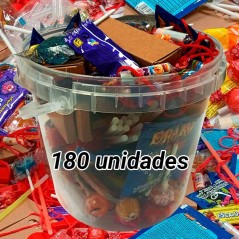 Cubo 180 chuches y regalitos para cumpleaños y piñatas