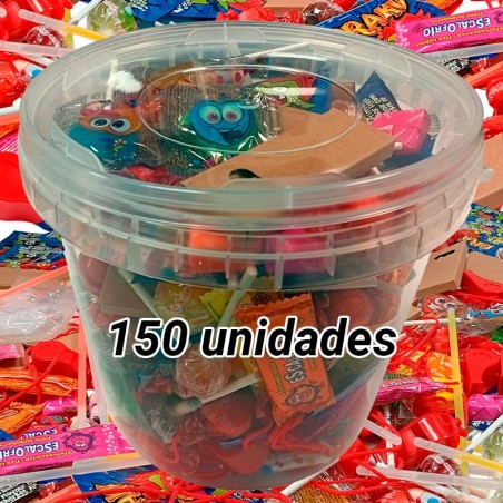 Cubo 150 chuches y regalitos para cumpleaños y piñatas