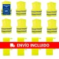 8 Chalecos reflectantes amarillo homologados 8 bolsas