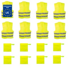 8 Chalecos reflectantes amarillo homologados 8 bolsas