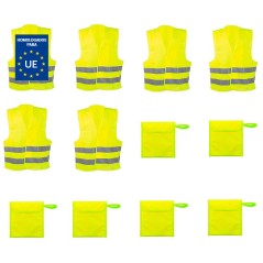 6 Chalecos reflectantes amarillo homologados 6 bolsas