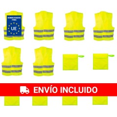 6 Chalecos reflectantes amarillo homologados 6 bolsas