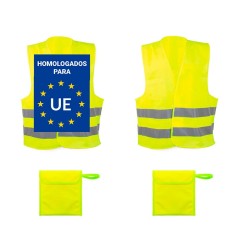 2 Chalecos reflectantes amarillos homologados con 2 bolsas