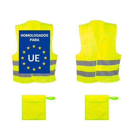 2 Chalecos reflectantes amarillos homologados con 2 bolsas