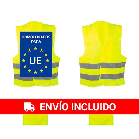 2 Chalecos reflectantes amarillos homologados con 2 bolsas
