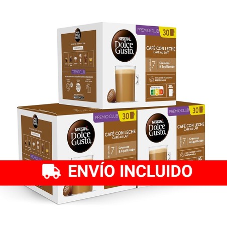NESCAFÉ Dolce Gusto Café con Leche - 90 Cápsulas (3 x 30) - Intensidad 7