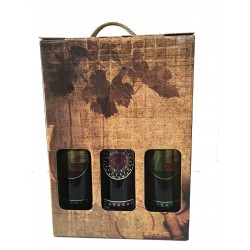 Case with three bottles of red wine ideal for an elegant gift