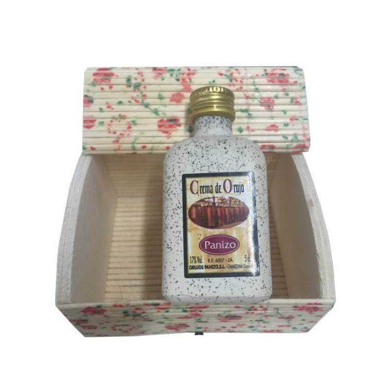 Liqueur de crème de orujo avec coffre miniature