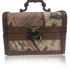 Wooden chest with map, oil virgin extra, candy figs and jam print