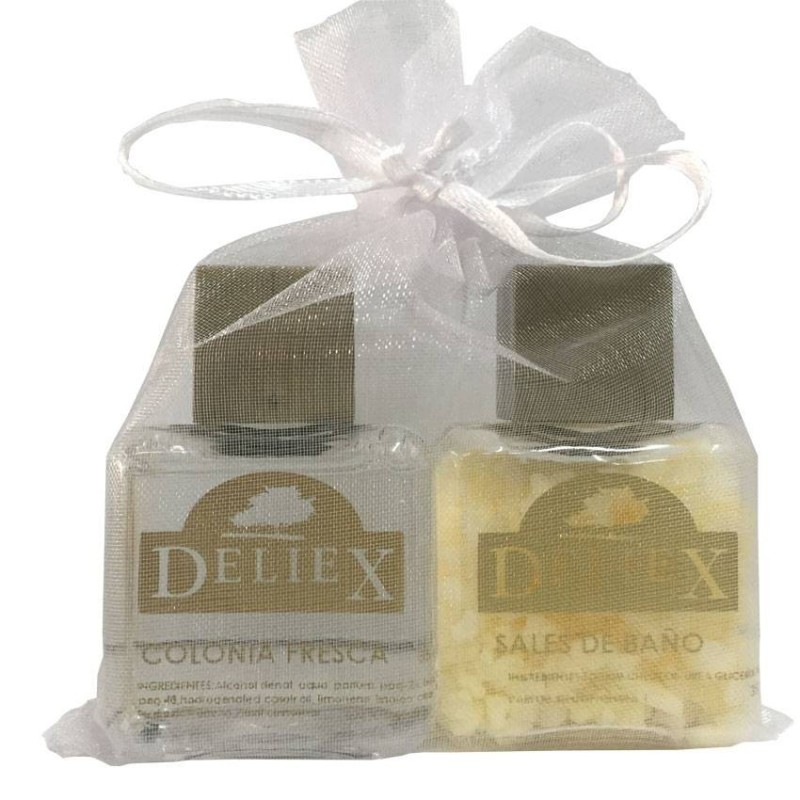 Set du bain, cologne frais et sels du bain marque Deliex.