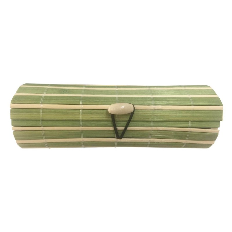 Wooden trunk wicker beige-green long