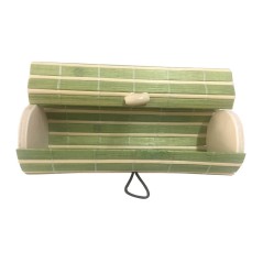 Wooden beige-green wicker trunk to save your gift