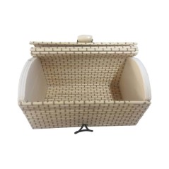 Unisex chest of wood beige material wicker for gifts