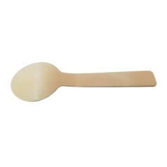 Buy small spoon with wooden scoop tasting jam and honey