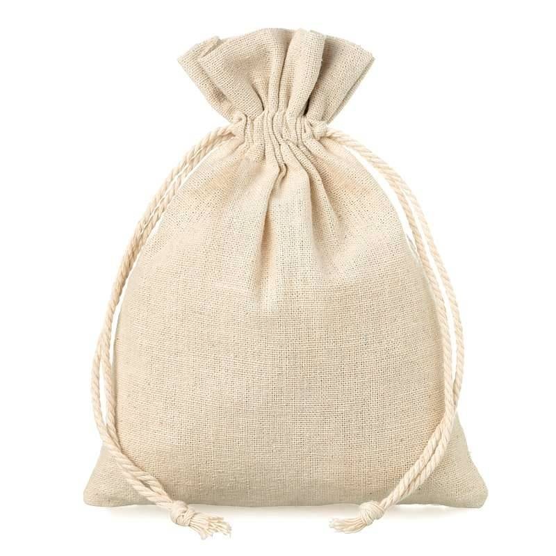 Natural beige linen bag 15x20 cm