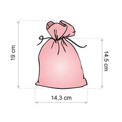 Linen bag with measures of 15cm x 20cm, to present its details.