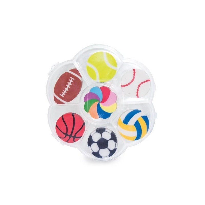 Detail box with sports erasers