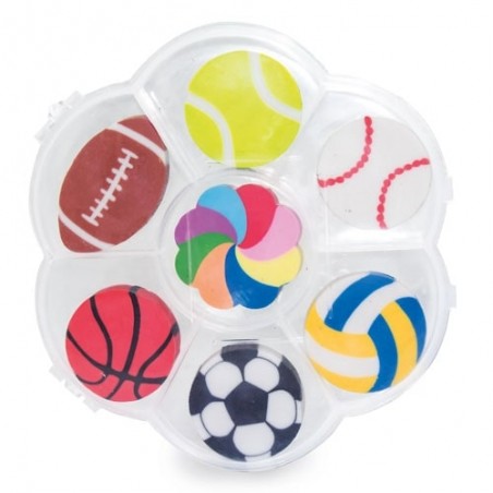 Detail box with sports erasers