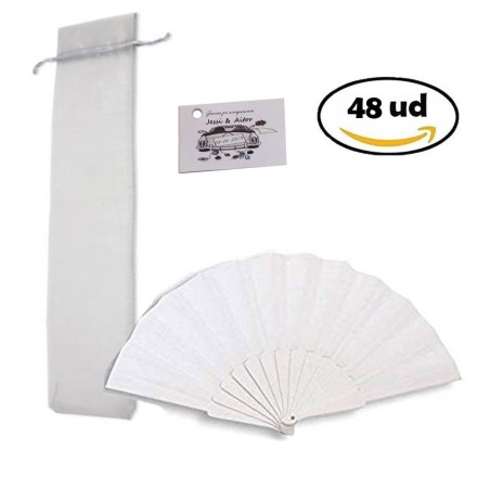 Pack of 48 Fans with Organza Bags and Custom Cards.