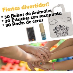 ✅Lote de bolsas infantil y estuche con lapices y sacapuntas