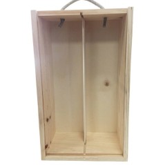 Caja de madera con 2 botellas de vino para regalo